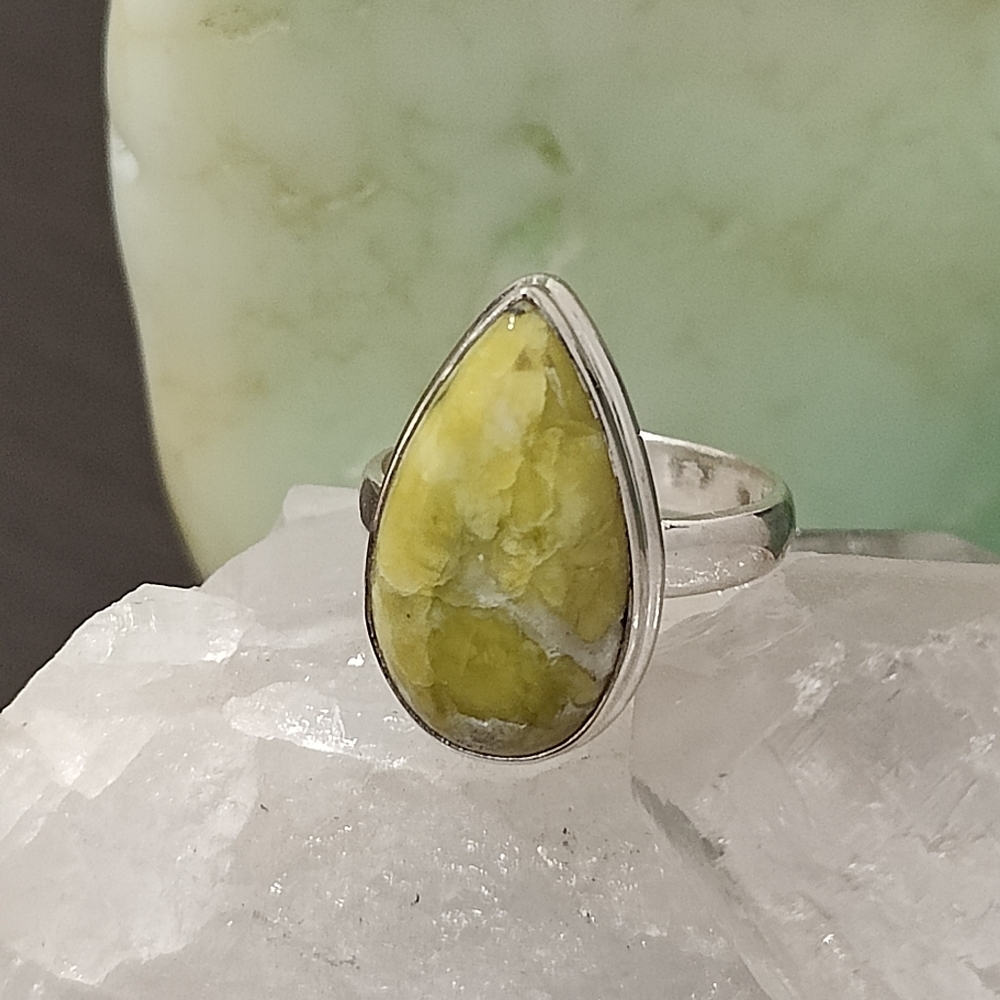 Natural Lizardite Ring . 925 sz 7.5